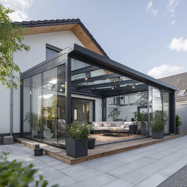 Sicherheitsglas kann gegen Sonne beschichtet oder mit Rollos und Vorhängen kombiniert werden