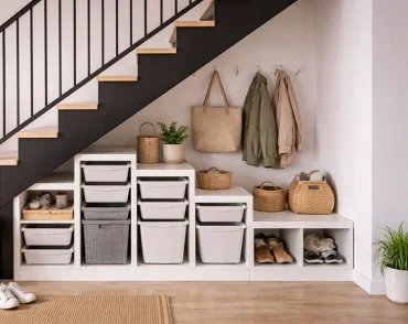 Trofast für ein offenes Regal in Stufenform