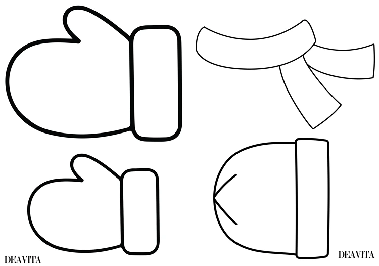 Vorlagen für Handschuhe, Mütze und Schal für Kinder