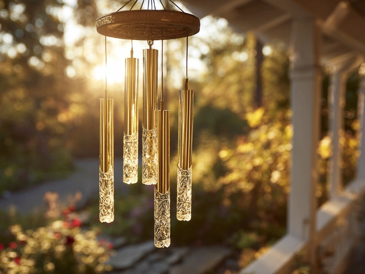 Windspiele im Garten im japanischen Stil