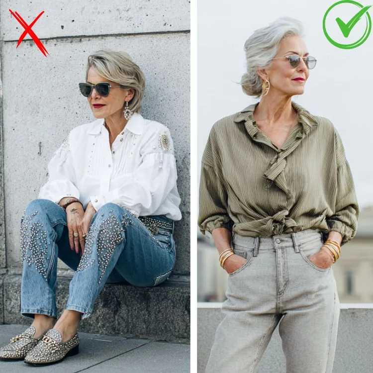 Zu viel Glitzer an den Jeans ab 60