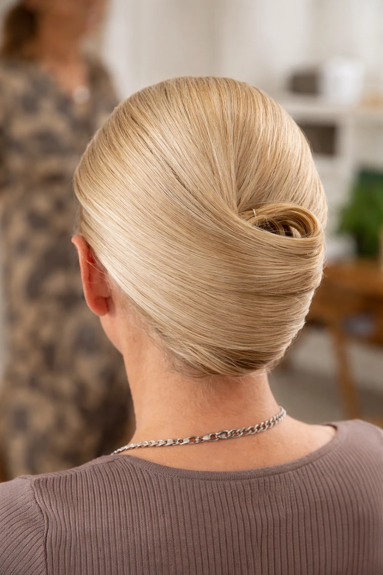 glatter french twist im nacken – zeitlos und professionell