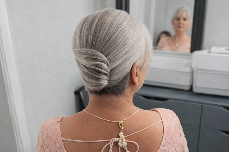 low french twist bei grauem haar – ruhig, klassisch und sehr edel