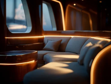 Luxuriöse Stoffe im Interieur der Yacht