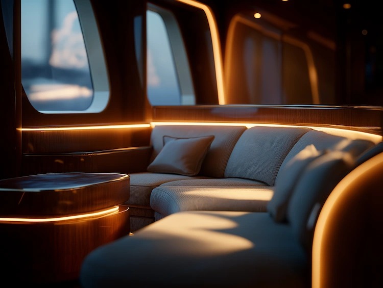 Luxuriöse Stoffe im Interieur der Yacht