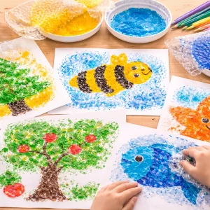 Malen mit Luftpolsterfolie zu jeder Jahreszeit - Ideen für Frühling, Sommer, Herbst und Winter