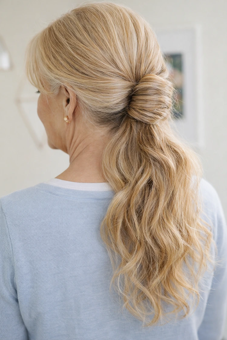 undone french twist ponytail – lässige eleganz für langes haar