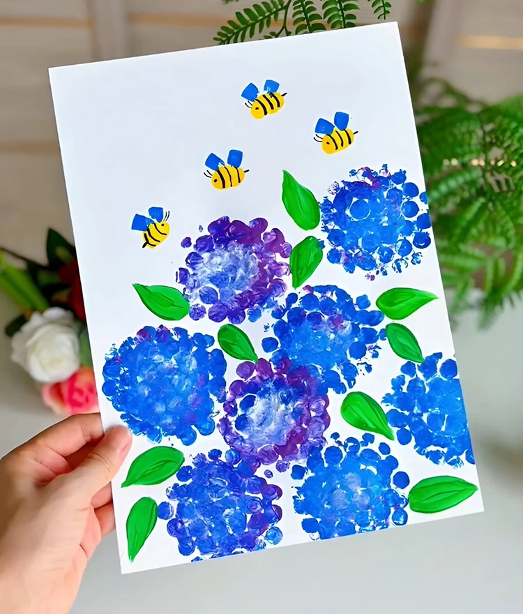 Zum Frühling und Sommer schöne Blumen malen mit Luftpolsterfolie